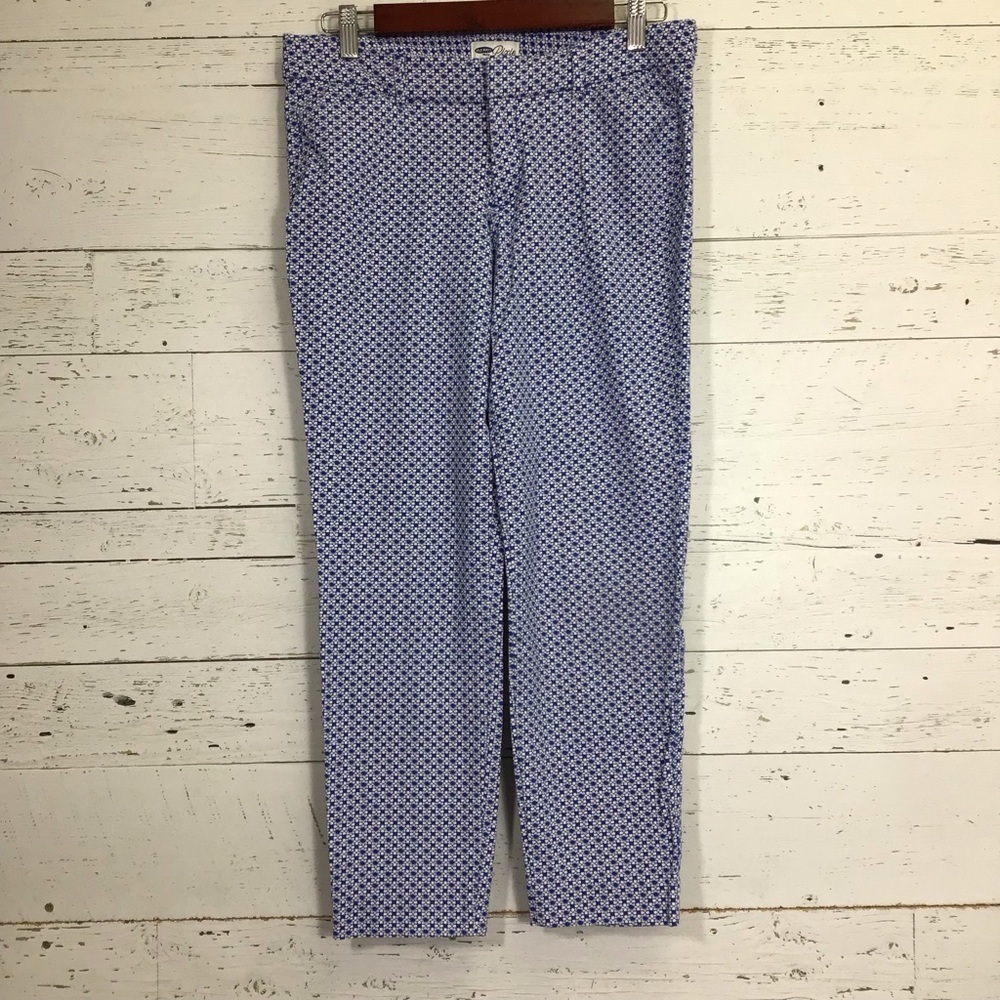 Old Navy Mid Rose Pixie Ankle Pants Size 10 Regular Blue Floral